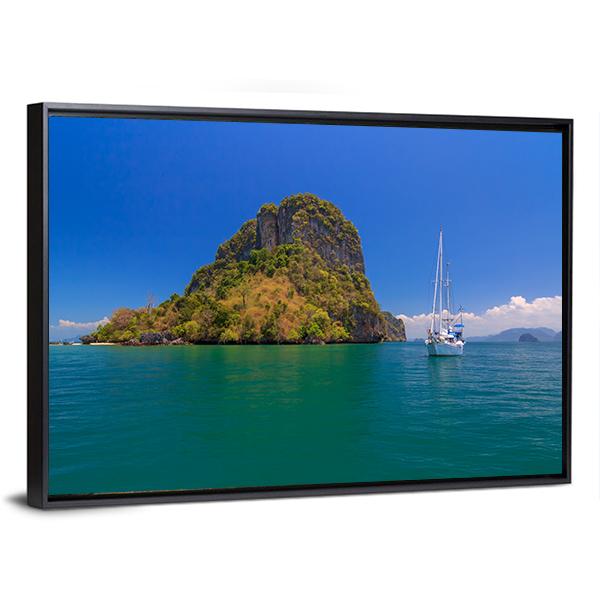 Blue Sea Under Clear Sky Canvas Wall Art-3 Horizontal-Gallery Wrap-25" x 16"-Tiaracle