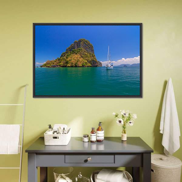 Blue Sea Under Clear Sky Canvas Wall Art-3 Horizontal-Gallery Wrap-25" x 16"-Tiaracle