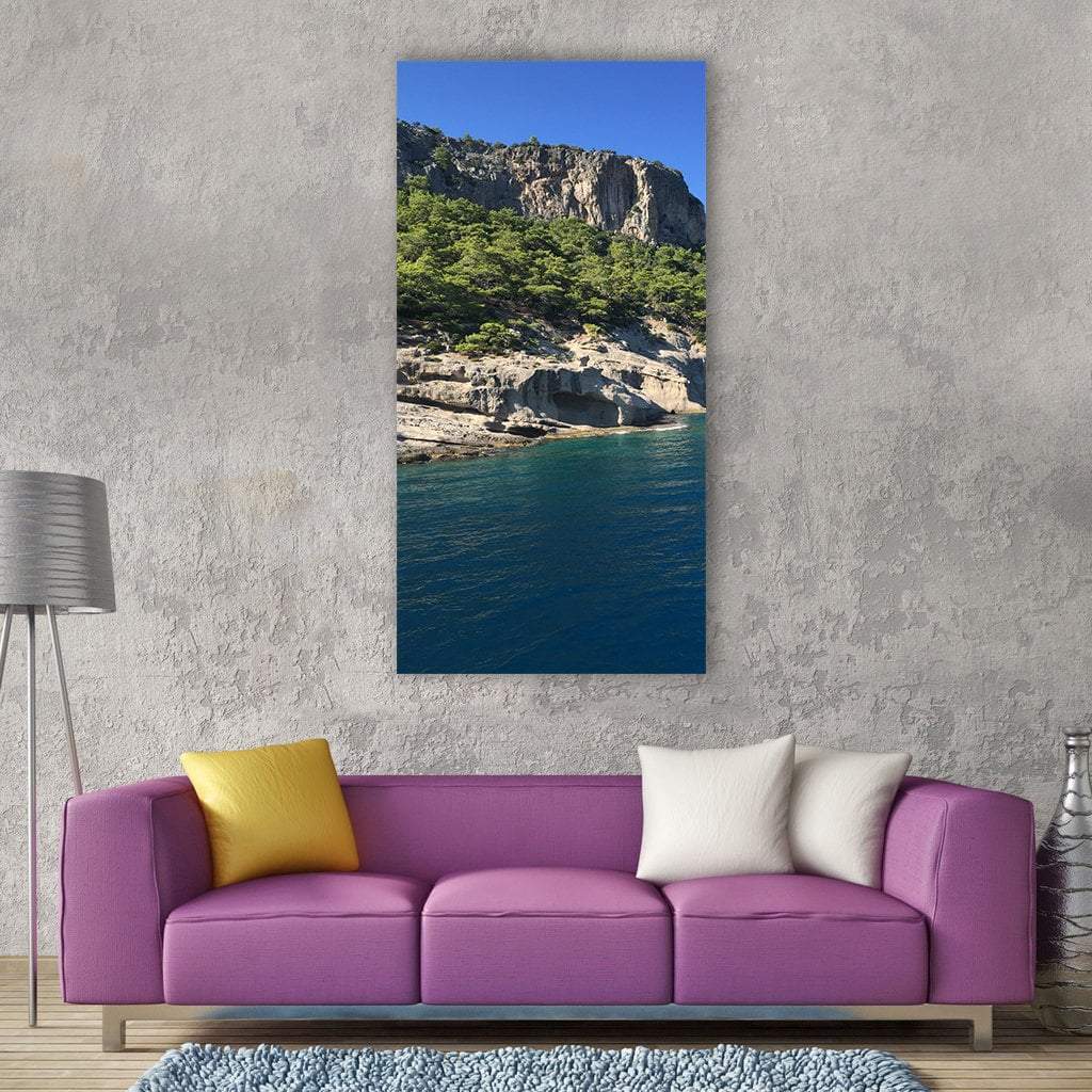 Blue Skies Over Mountains And Beach Island Vertical Canvas Wall Art-1 Vertical-Gallery Wrap-12" x 24"-Tiaracle