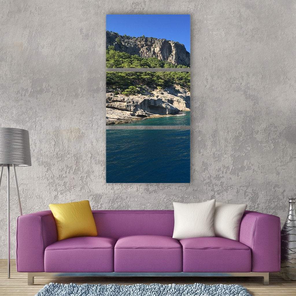 Blue Skies Over Mountains And Beach Island Vertical Canvas Wall Art-1 Vertical-Gallery Wrap-12" x 24"-Tiaracle