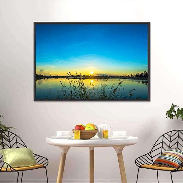 Blue Sky At Calm Lake Canvas Wall Art-3 Horizontal-Gallery Wrap-25" x 16"-Tiaracle