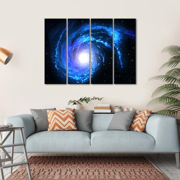 Blue Spiral Galaxy Canvas Wall Art-4 Horizontal-Gallery Wrap-34" x 24"-Tiaracle