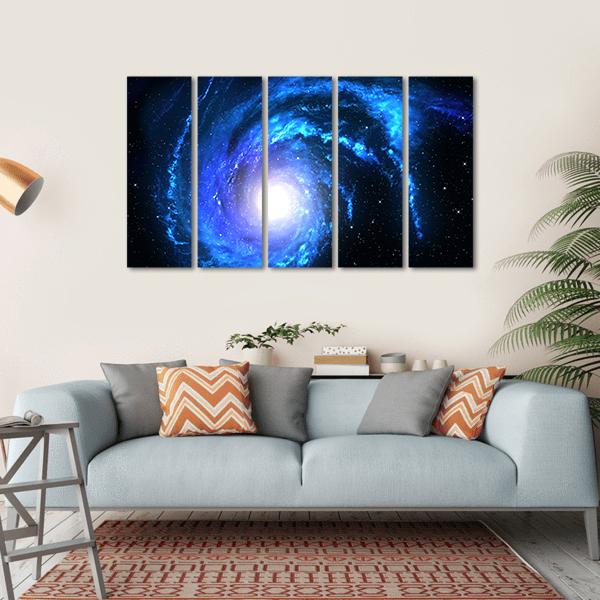 Blue Spiral Galaxy Canvas Wall Art-5 Horizontal-Gallery Wrap-22" x 12"-Tiaracle