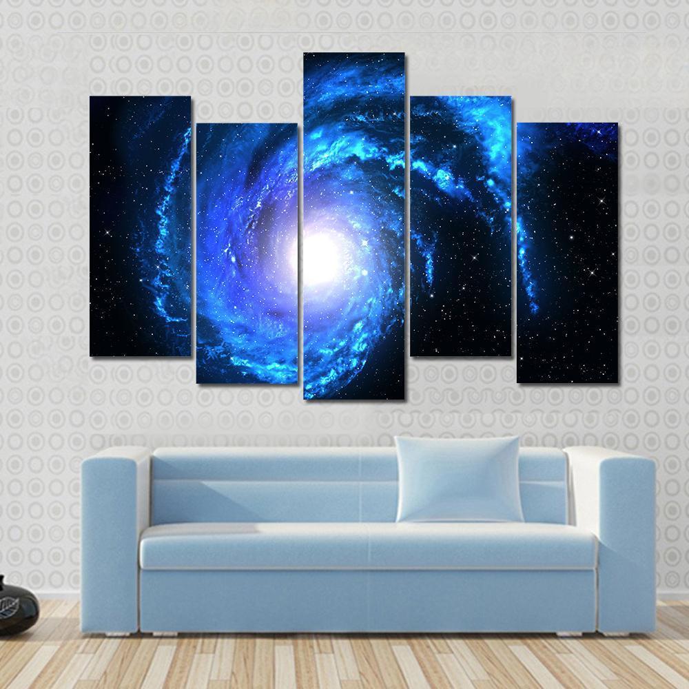 Blue Spiral Galaxy Canvas Wall Art-5 Pop-Gallery Wrap-47" x 32"-Tiaracle