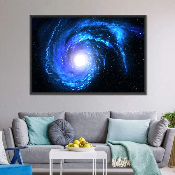 Blue Spiral Galaxy Canvas Wall Art-3 Horizontal-Gallery Wrap-25" x 16"-Tiaracle
