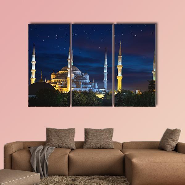 Sultanahmet Mosque Canvas Wall Art-3 Horizontal-Gallery Wrap-37" x 24"-Tiaracle