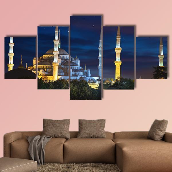 Sultanahmet Mosque Canvas Wall Art-5 Star-Gallery Wrap-62" x 32"-Tiaracle