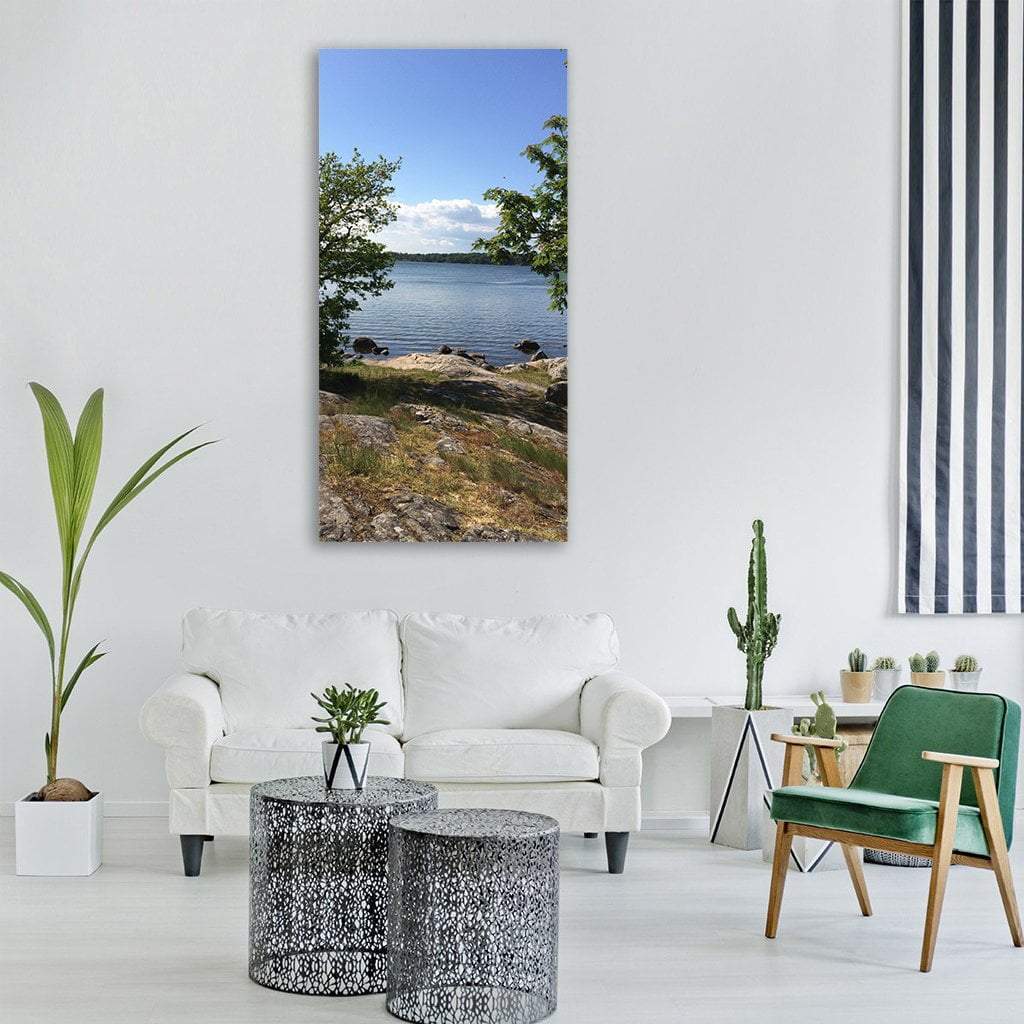 Blue Summer Lake Sweden Vertical Canvas Wall Art-1 Vertical-Gallery Wrap-12" x 24"-Tiaracle