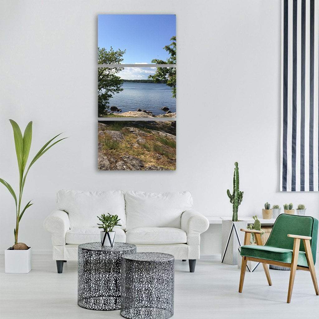 Blue Summer Lake Sweden Vertical Canvas Wall Art-1 Vertical-Gallery Wrap-12" x 24"-Tiaracle