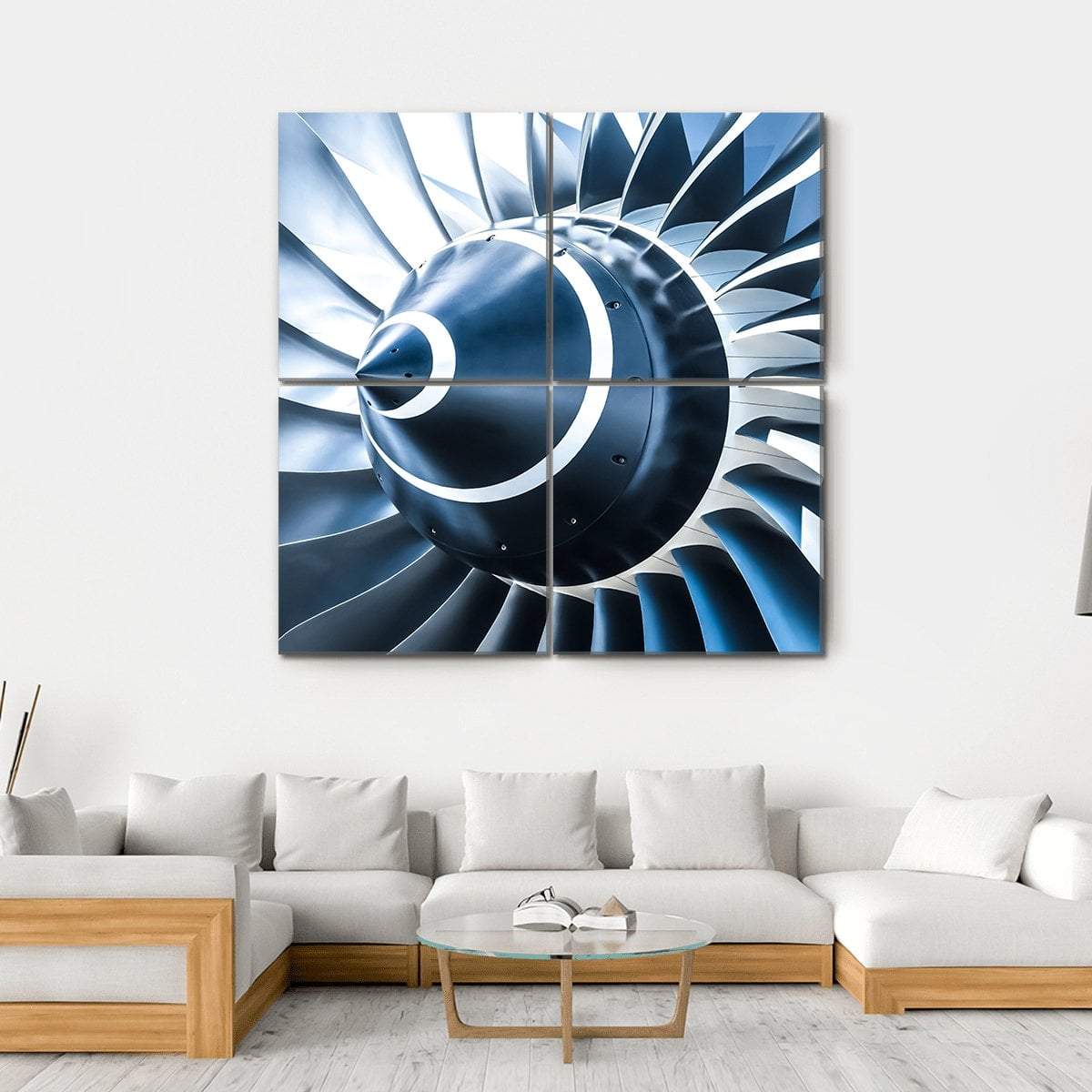 Jet Engine Blades Closeup Canvas Wall Art-4 Square-Gallery Wrap-17" x 17"-Tiaracle