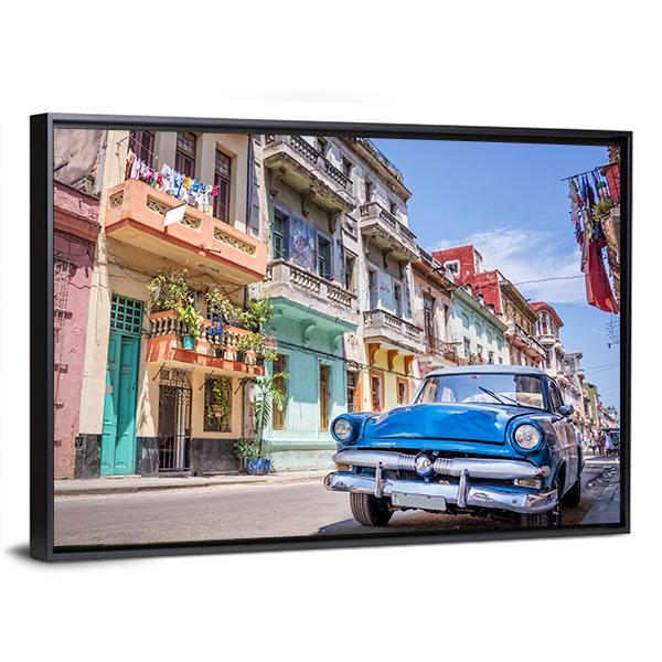 Blue Vintage Car Canvas Wall Art-3 Horizontal-Gallery Wrap-25&quot; x 16&quot;-Tiaracle