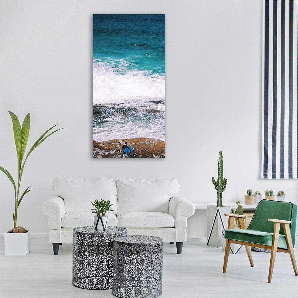 Blue Water Of Sea Ocean Vertical Canvas Wall Art-1 Vertical-Gallery Wrap-12" x 24"-Tiaracle