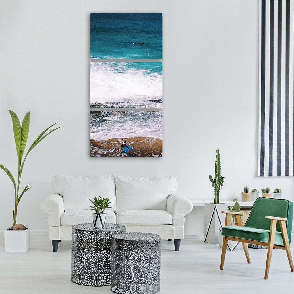 Blue Water Of Sea Ocean Vertical Canvas Wall Art-3 Vertical-Gallery Wrap-12&quot; x 25&quot;-Tiaracle