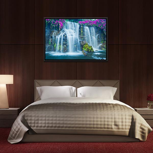 Blue Waterfall Hawaii Canvas Wall Art-3 Horizontal-Gallery Wrap-25" x 16"-Tiaracle