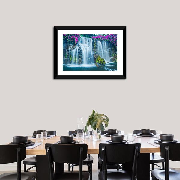 Blue Waterfall Hawaii Canvas Wall Art-5 Horizontal-Gallery Wrap-22" x 12"-Tiaracle