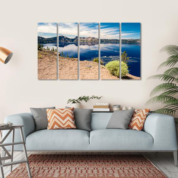 Blue Waters Of Crater Lake Canvas Wall Art-5 Horizontal-Gallery Wrap-22" x 12"-Tiaracle