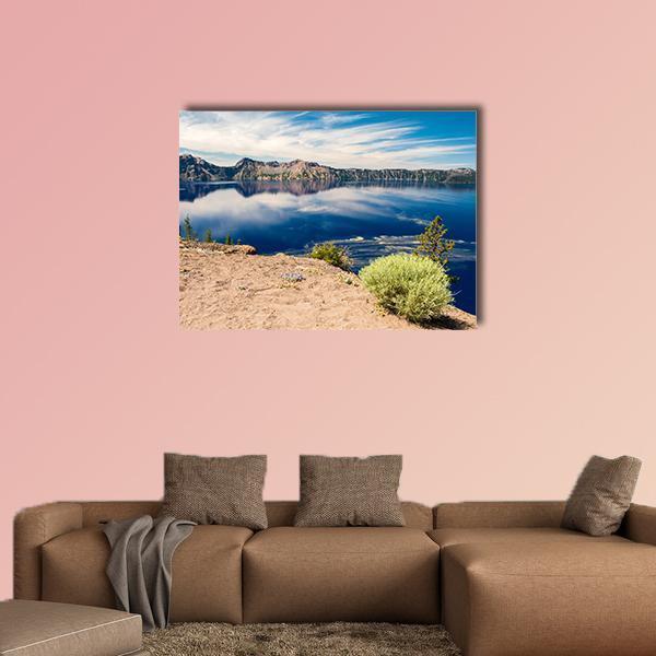 Blue Waters Of Crater Lake Canvas Wall Art-5 Star-Gallery Wrap-62" x 32"-Tiaracle