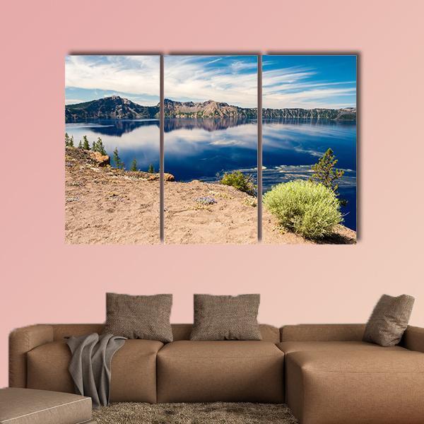 Blue Waters Of Crater Lake Canvas Wall Art-3 Horizontal-Gallery Wrap-37" x 24"-Tiaracle