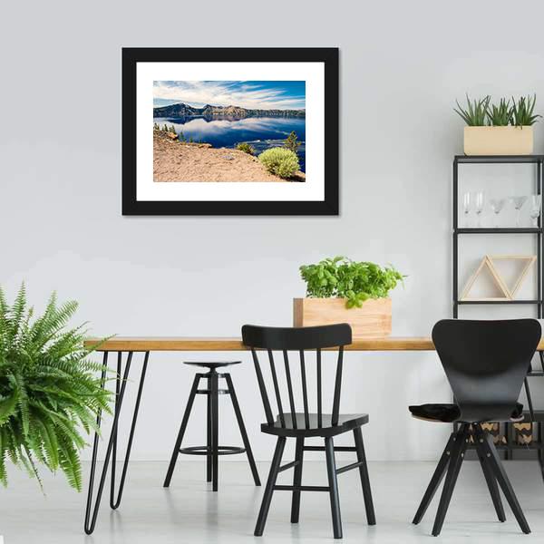 Blue Waters Of Crater Lake Canvas Wall Art-3 Horizontal-Gallery Wrap-25" x 16"-Tiaracle