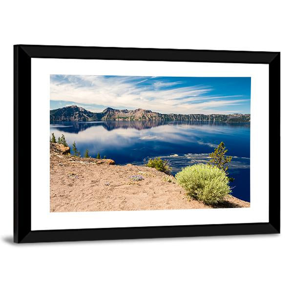 Blue Waters Of Crater Lake Panoramic Canvas Wall Art-1 Piece-36" x 12"-Tiaracle