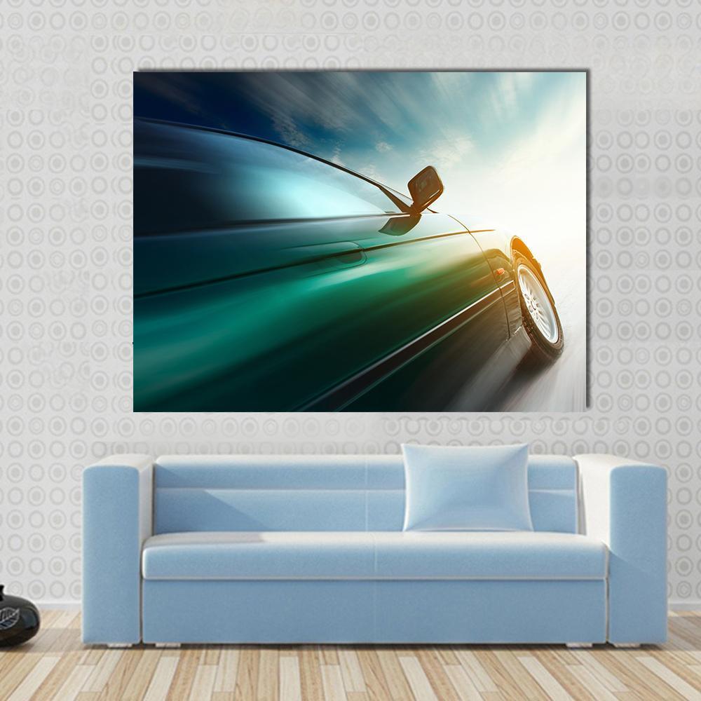 Blurred Car Canvas Wall Art-1 Piece-Gallery Wrap-48" x 32"-Tiaracle