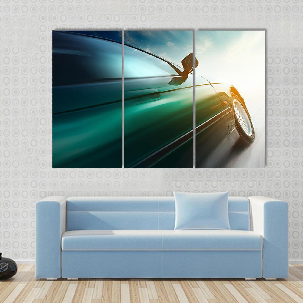 Blurred Car Canvas Wall Art-3 Horizontal-Gallery Wrap-37" x 24"-Tiaracle