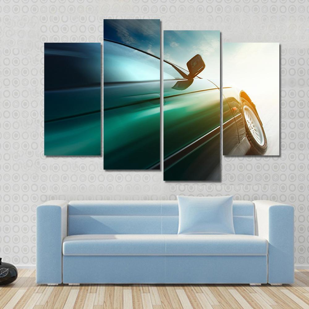 Blurred Car Canvas Wall Art-4 Pop-Gallery Wrap-50" x 32"-Tiaracle