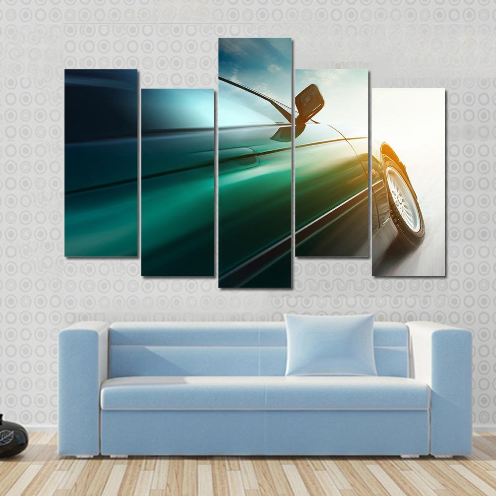 Blurred Car Canvas Wall Art-5 Pop-Gallery Wrap-47" x 32"-Tiaracle
