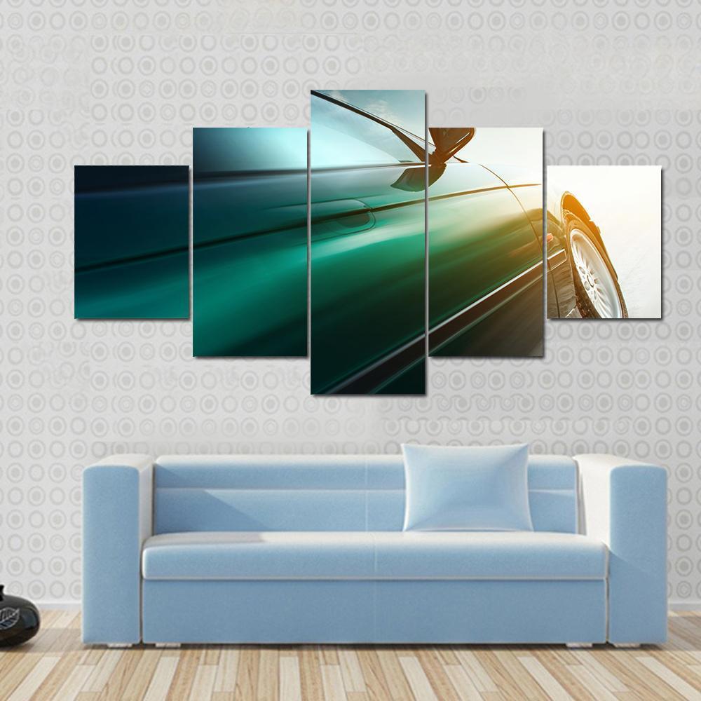 Blurred Car Canvas Wall Art-5 Star-Gallery Wrap-62" x 32"-Tiaracle