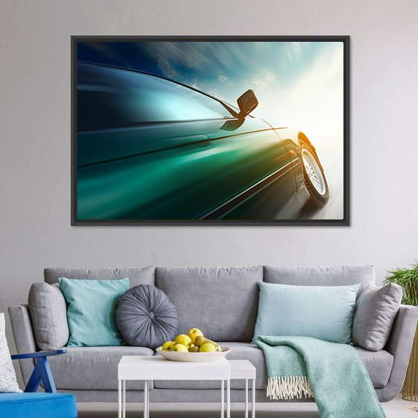Blurred Car Canvas Wall Art-1 Piece-Floating Frame-24" x 16"-Tiaracle