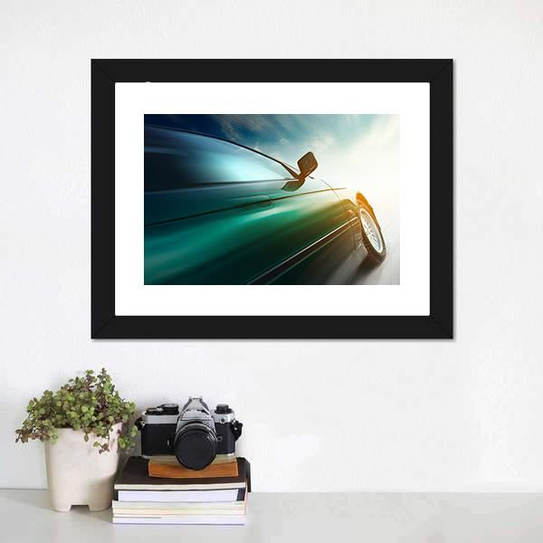 Blurred Car Canvas Wall Art-1 Piece-Framed Print-20" x 16"-Tiaracle