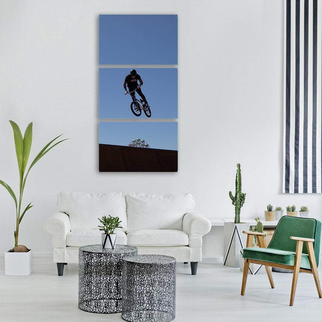 Bmx Cycling Sports Vertical Canvas Wall Art-3 Vertical-Gallery Wrap-12" x 25"-Tiaracle