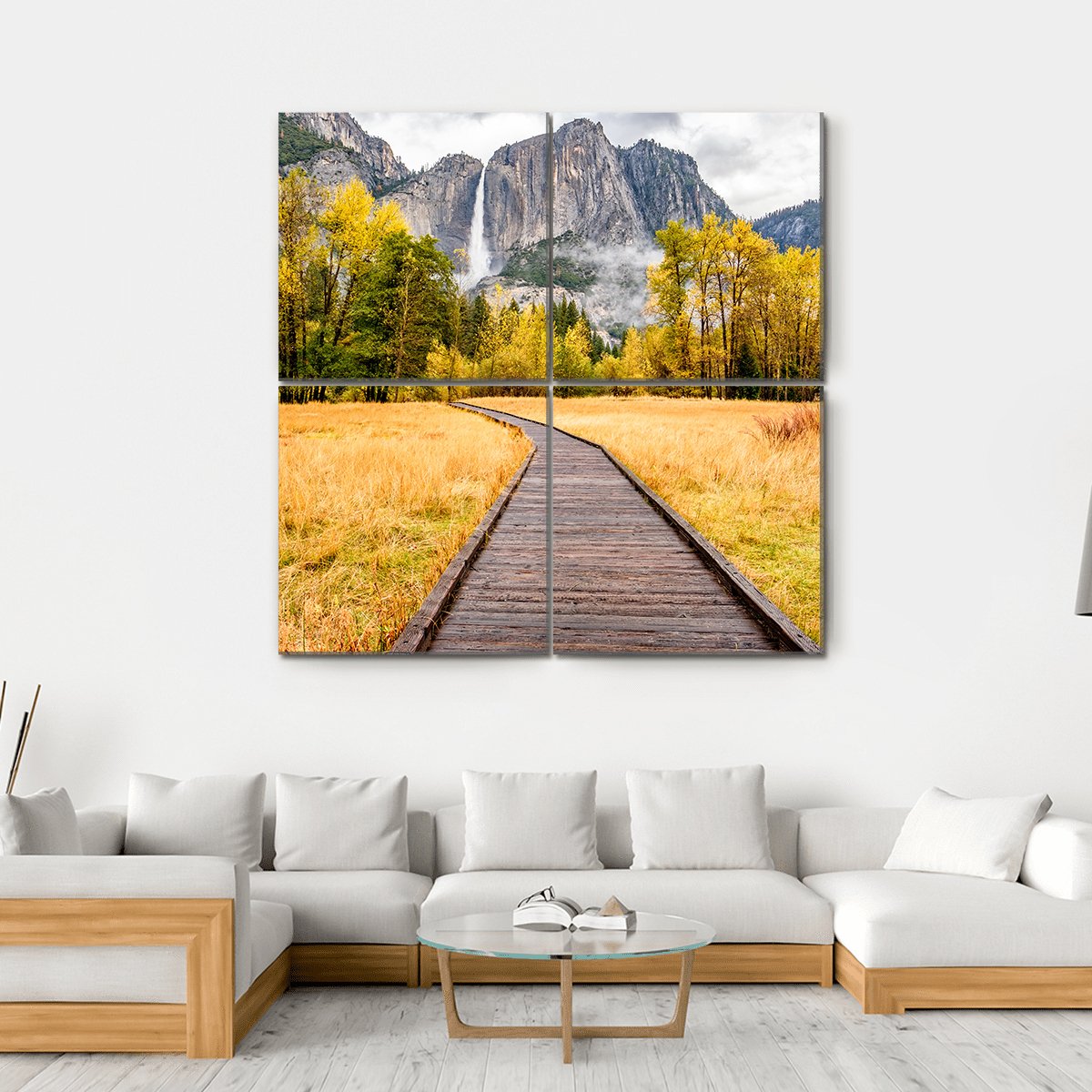 Boardwalk In Yosemite National Park Canvas Wall Art-4 Square-Gallery Wrap-17" x 17"-Tiaracle