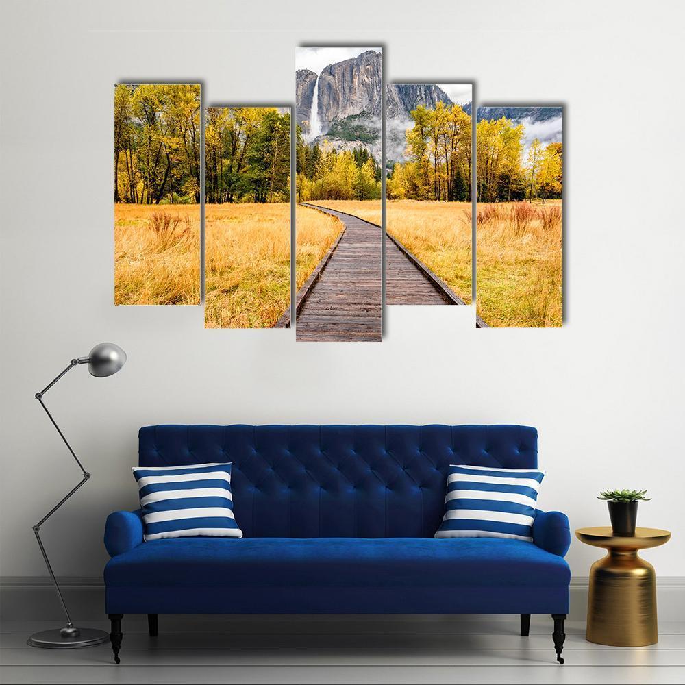 Boardwalk In Yosemite National Park Canvas Wall Art-5 Pop-Gallery Wrap-47" x 32"-Tiaracle