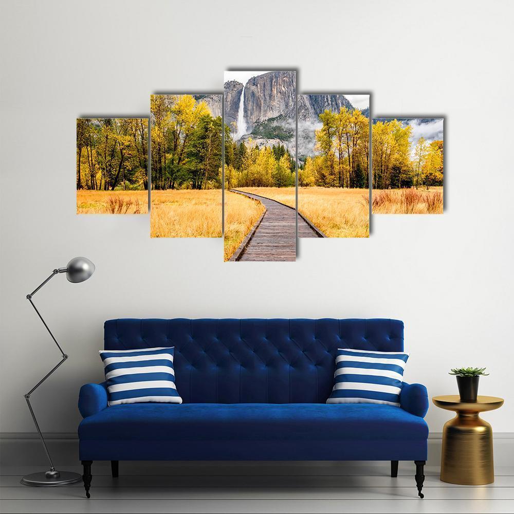 Boardwalk In Yosemite National Park Canvas Wall Art-5 Star-Gallery Wrap-62" x 32"-Tiaracle