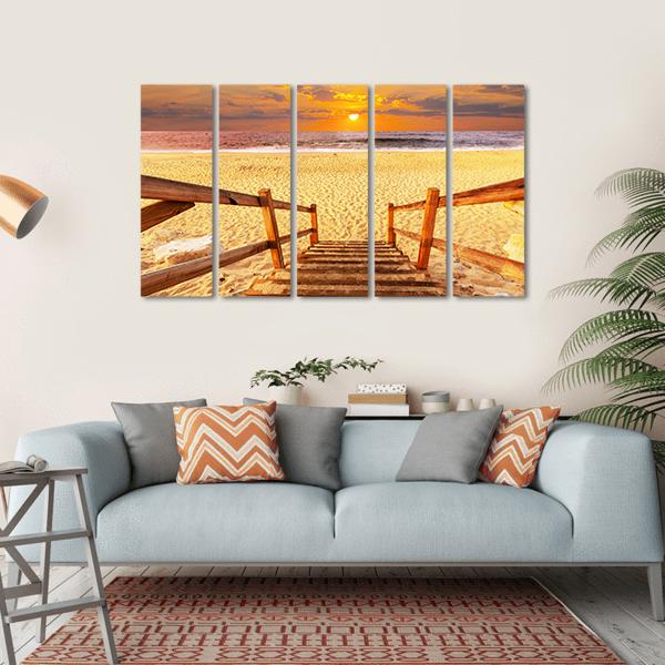 Boardwalk On Beach Canvas Wall Art-5 Horizontal-Gallery Wrap-22" x 12"-Tiaracle