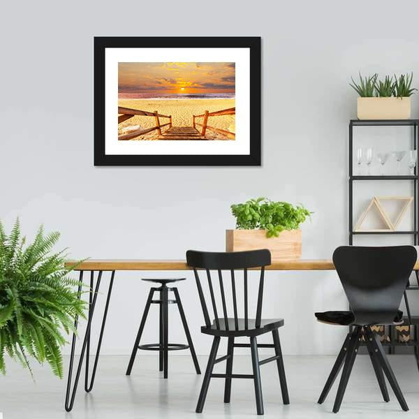 Boardwalk On Beach Canvas Wall Art-5 Horizontal-Gallery Wrap-22" x 12"-Tiaracle