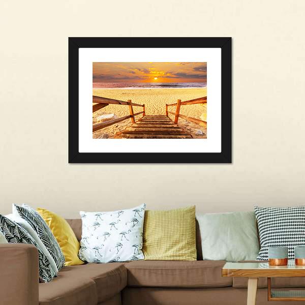 Boardwalk On Beach Canvas Wall Art-5 Horizontal-Gallery Wrap-22" x 12"-Tiaracle