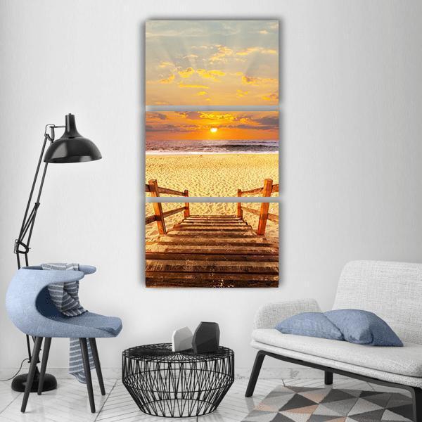 Boardwalk On Beach Vertical Canvas Wall Art-3 Vertical-Gallery Wrap-12" x 25"-Tiaracle