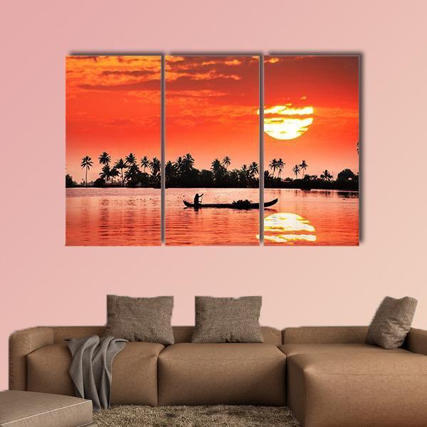 Boat & Fisherman Canvas Wall Art-3 Horizontal-Gallery Wrap-25" x 16"-Tiaracle