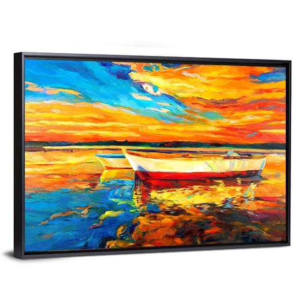 Boat &amp; Sea Abstract Canvas Wall Art-3 Horizontal-Gallery Wrap-25&quot; x 16&quot;-Tiaracle