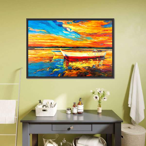 Boat &amp; Sea Abstract Canvas Wall Art-3 Horizontal-Gallery Wrap-25&quot; x 16&quot;-Tiaracle