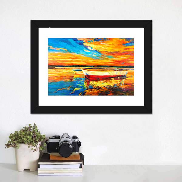 Boat &amp; Sea Abstract Canvas Wall Art-1 Piece-Framed Print-20&quot; x 16&quot;-Tiaracle