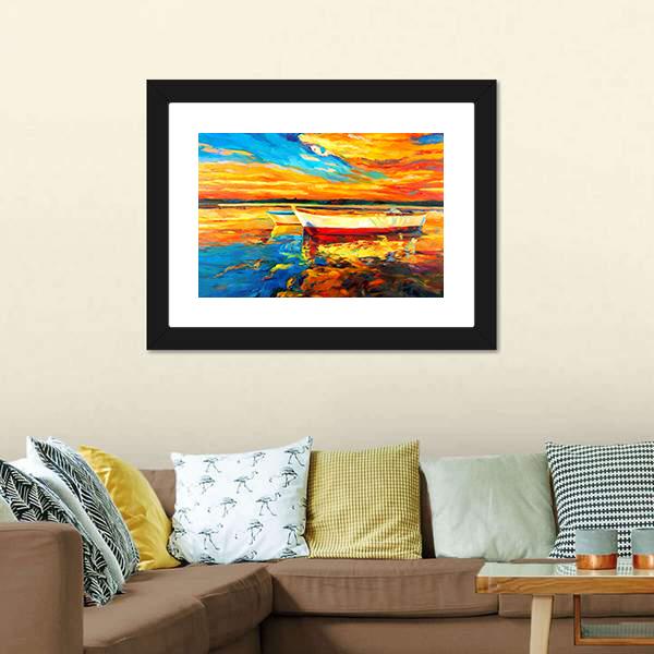 Boat &amp; Sea Abstract Canvas Wall Art-3 Horizontal-Gallery Wrap-25&quot; x 16&quot;-Tiaracle