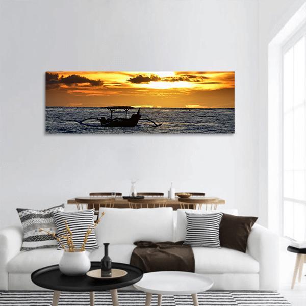 Boat At Sunset Philippine Panoramic Canvas Wall Art-1 Piece-36" x 12"-Tiaracle