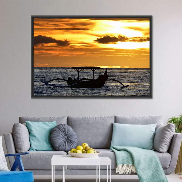 Boat At Sunset Philippine Panoramic Canvas Wall Art-1 Piece-36" x 12"-Tiaracle