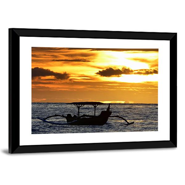 Boat At Sunset Philippine Panoramic Canvas Wall Art-1 Piece-36" x 12"-Tiaracle
