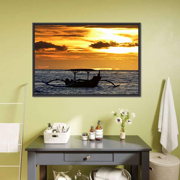 Boat At Sunset Philippine Panoramic Canvas Wall Art-1 Piece-36" x 12"-Tiaracle