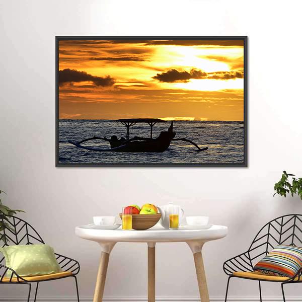 Boat At Sunset Philippine Panoramic Canvas Wall Art-1 Piece-36" x 12"-Tiaracle