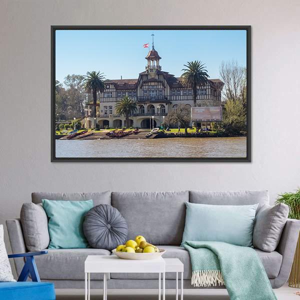 Boat Club In Argentina Canvas Wall Art-3 Horizontal-Gallery Wrap-25" x 16"-Tiaracle